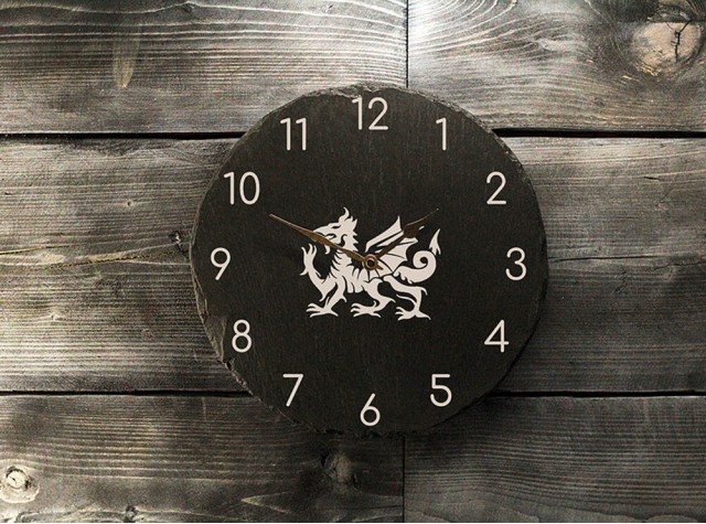 Welsh Slate Wall Clock | Dragon with Numbers